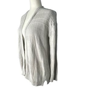 Lucky Brand Cardigan Sweater Long Sleeve Open Front Knit Striped Casual Small